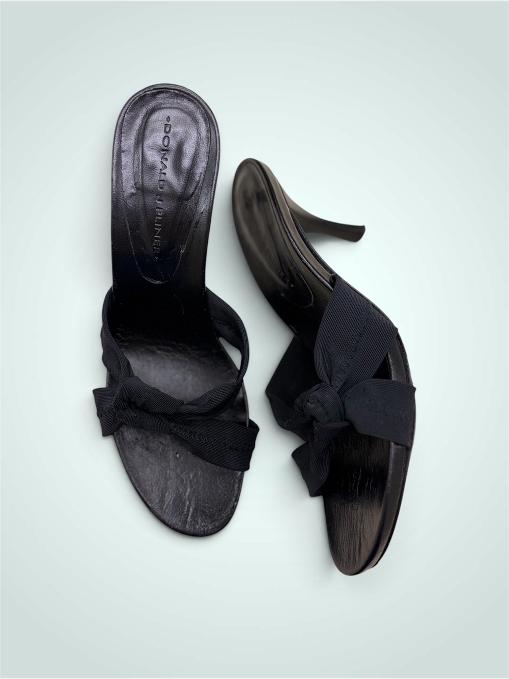 Donald J. Pliner Black Knot-Front Stiletto Mules